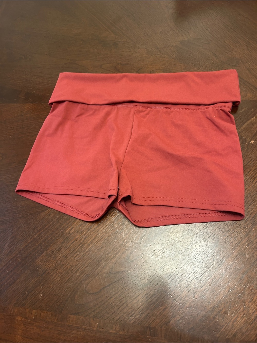 High-Waist Fold-Over Active Shorts in Coral